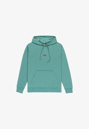 Miętowa bluza z kapturem wykonana z miękkiego materiału. Posiada kieszeń z przodu, regulowany kaptur ze sznurkiem oraz diamentowy logo na klatce piersiowej.