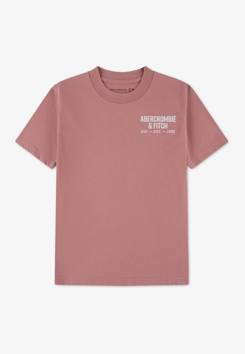 Κοντομάνικο ροζ βαμβακερό T-shirt. Διαθέτει το λευκό τυπωμένο κε ίμενο "ABERCROMBIE & FITCH NYC EST. 1892" μπροστά. Κλασικός στρογγυλός λαιμός.