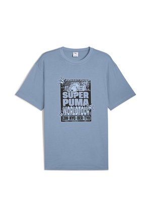 GRAPHIC SUPER WORLD TOUR RELAXED - T-shirt imprimé - cool blue