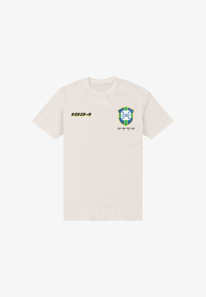 White T-shirt featuring "1994" in green and yellow on the left chest and a blue, green, and yellow CBD shield with years and stars below.