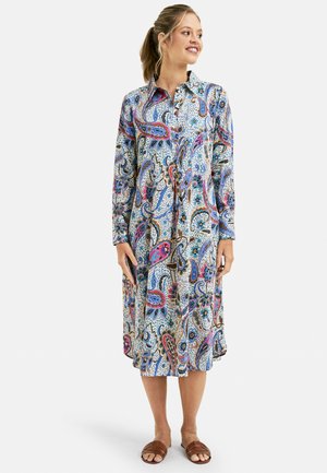 WITH COLLAR PLACKET AND CUFFS - Shirt dress - light blue print