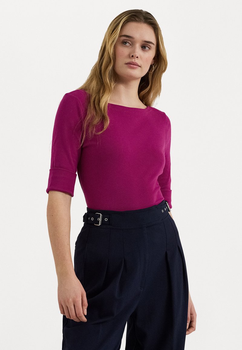Lauren Ralph Lauren STRETCH COTTON BOATNECK TEE - T-shirts - fuschia berry