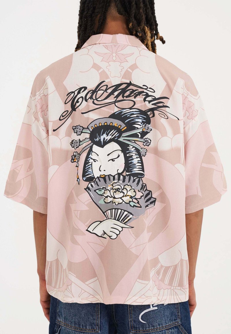 Ed Hardy GEISHA FAN CAMP  - Shirt - pink white