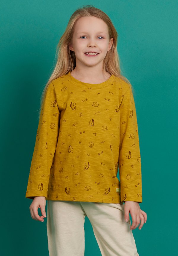 SHIRT SLUB JERSEY MIT DRUCK - Langarmshirt - curry