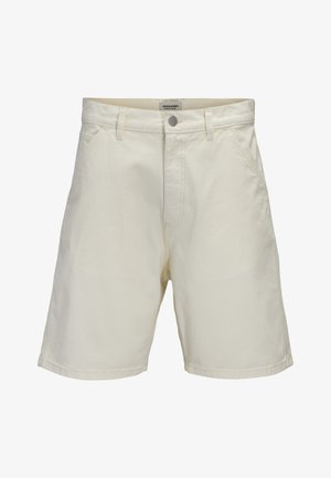 Shorts beige mi-longueur avec poches avant, passants de ceinture et fermeture par bouton, fabriqués par Jack & Jones.