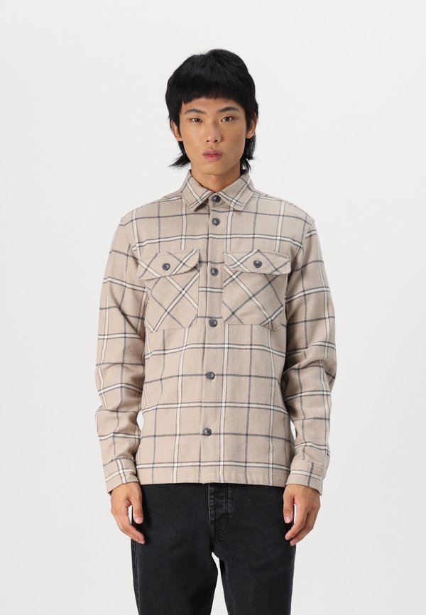 JPRRAYMOND CHECK OVERSHIRT - Hemd - beige