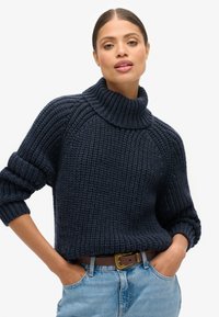 SLOUCHY STITCH ROLL NECK - Maglione - navy marl dark grey