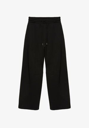 Sorte vidde bukser med elastisk talje og snøre, med sidelommer og en afslappet pasform.
