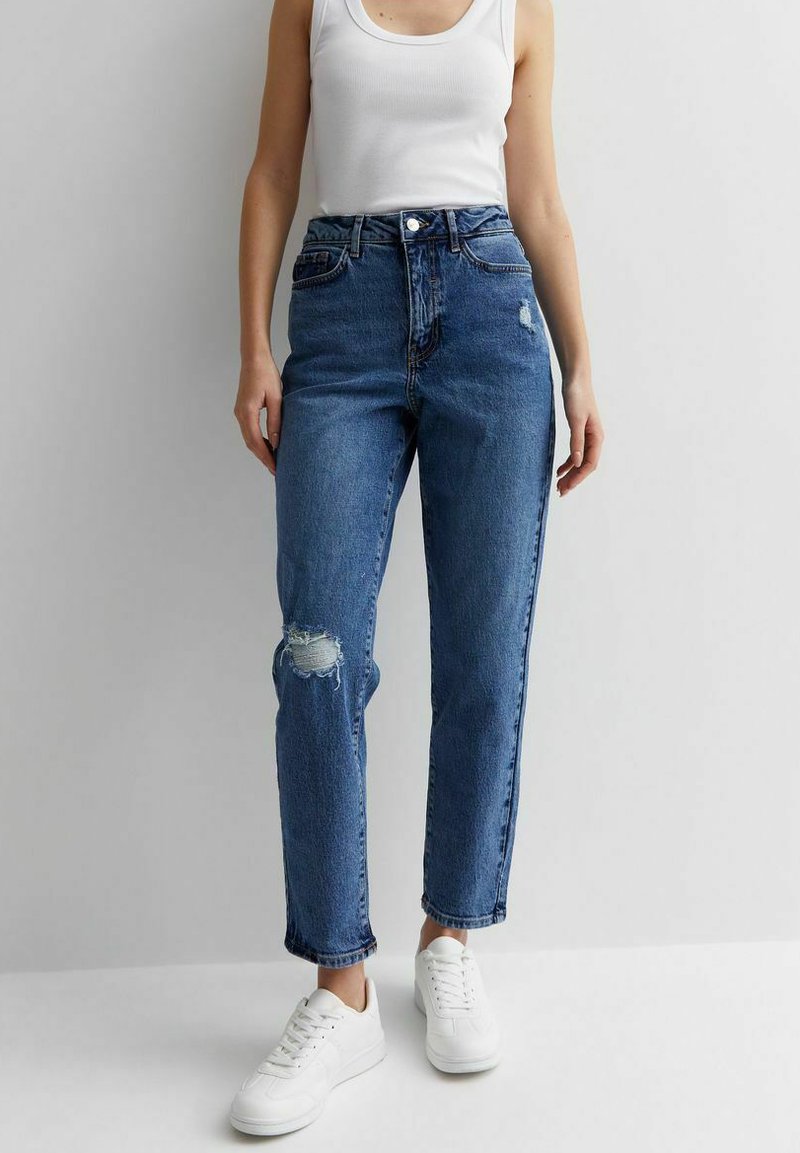New Look - LEMONADE  RIPPED MOM - Jean droit - blue pattern, Agrandir