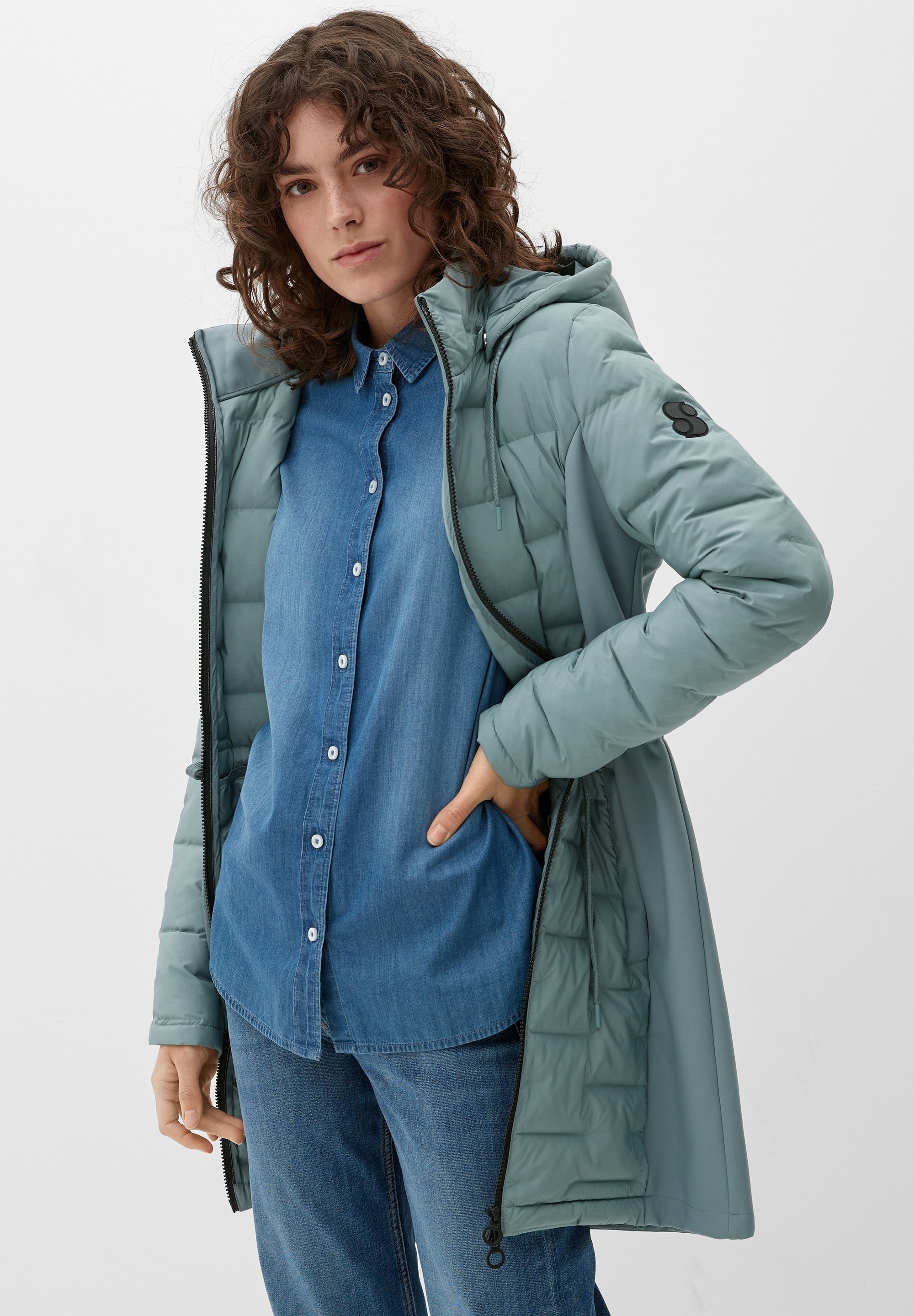 Herren Steppmantel Parka Steppmantel Curry LANGE Wintermantel