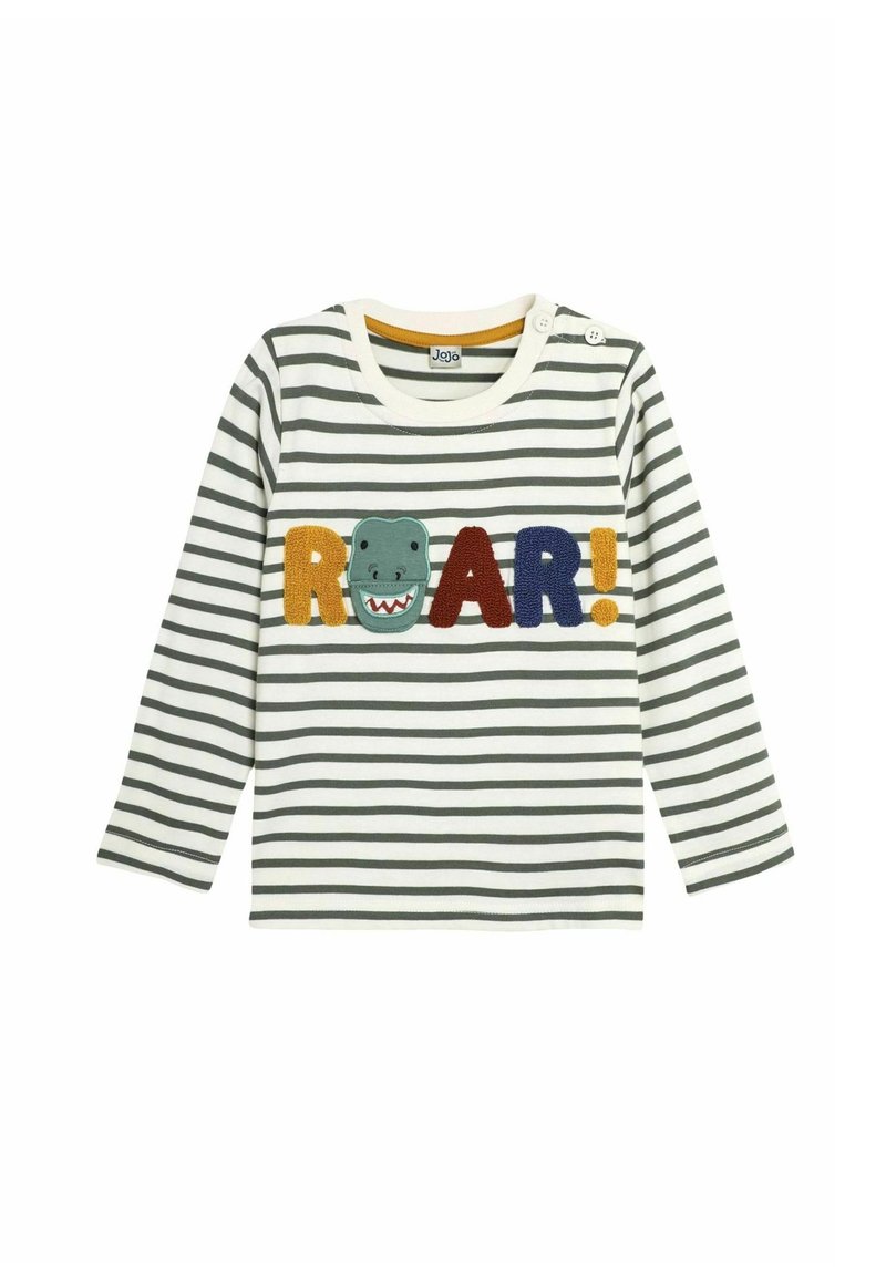 JoJo Maman Bébé ROAR APPLIQUE - REGULAR FIT - Pitkähihainen paita - khaki ecru stripe