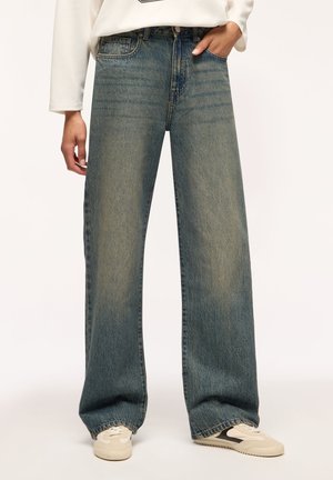 Terranova, PANTALONE JEANS LUNGO TINTA UNITA - Wide Leg - blu denim medio
