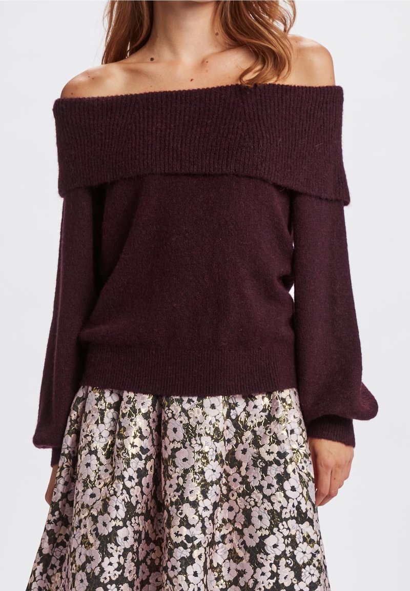 Nümph Stickad tröja - dark purple