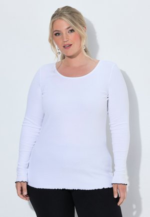 MIAMODA RIPPSHIRT, SLIM FIT, FARBIGEM WELLENSAUM, LANGARM - T-shirt à manches longues - snow white