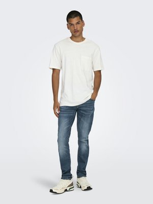 Only & Sons, Slim fit ONSLOOM Low rise Tapered - Jean slim - dark medium blue denim