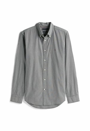 Camicia button-up a scacchi bianca e nera, maniche lunghe, colletto classico, con piccolo logo e orlo arrotondato. Tessuto in misto cotone.