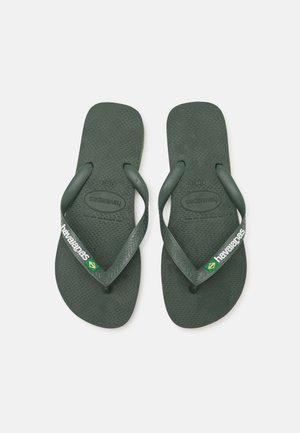 BRASIL LOGO UNISEX - Sandalai su T formos dirželiu - olive green