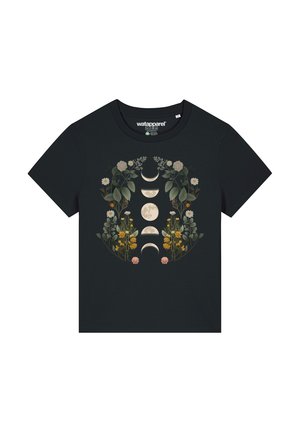 watapparel, MOONPHASES FLOWERS - T-shirt imprimé - black