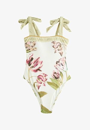 REGULAR FIT - TULIP SQUARE NECK SWIMSUIT . - Maudymosi kostiumėlis - cream sage green