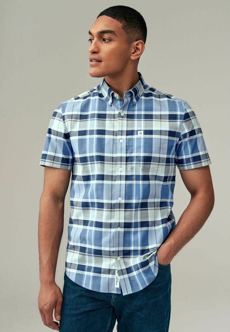 Next STRETCH OXFORD CHECK SHORT SLEEVE REGULAR FIT - Košeľa - navy blue