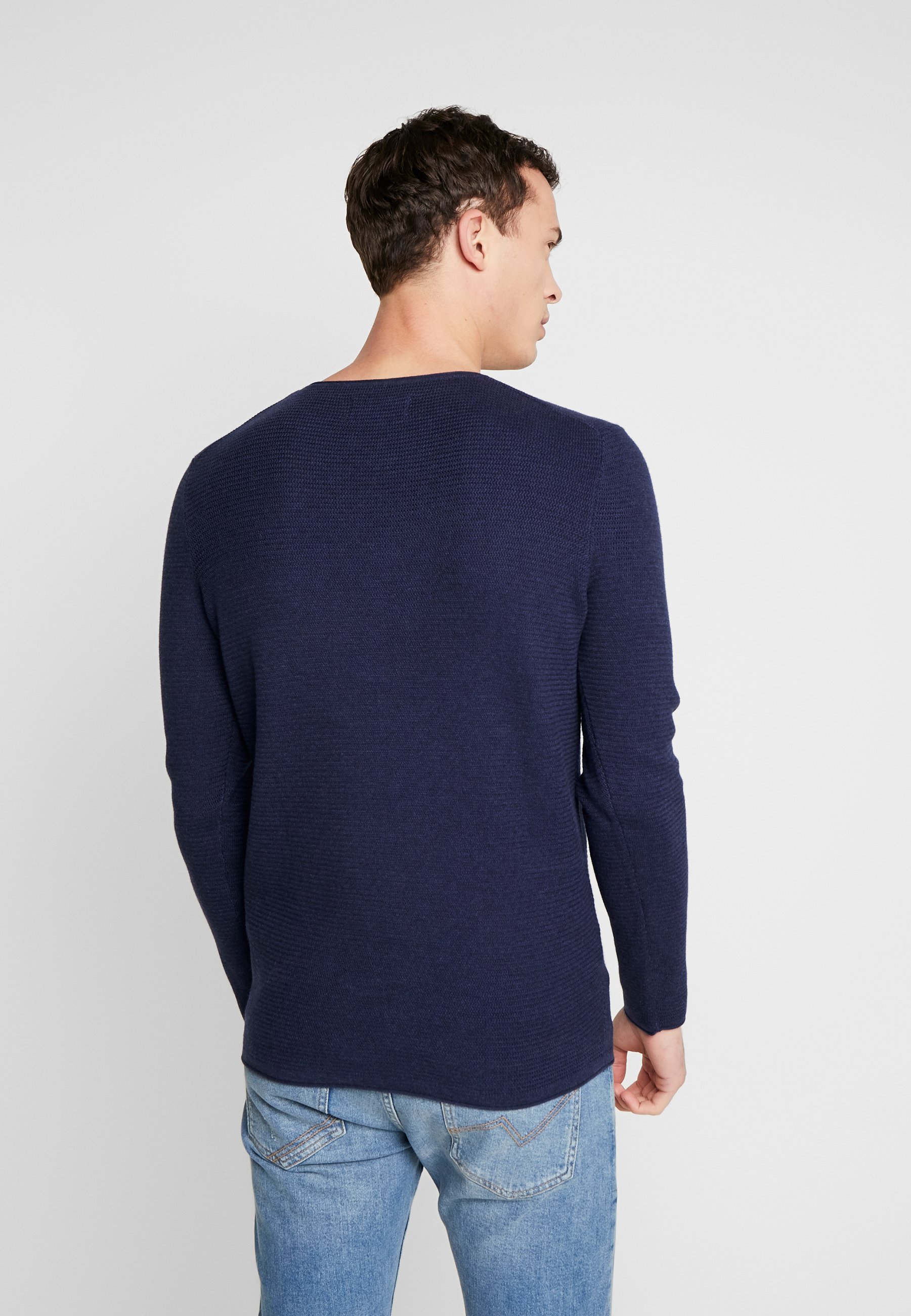 TOM TAILOR DENIM ZIGZAG STRUCTURED CREWNECK Strikkegenser TOM TAILOR STRUCTURED CREW NECK - Strikkegenser - blue/denim