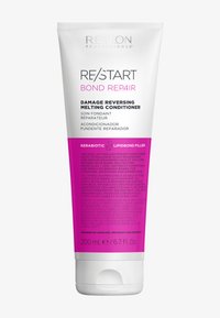 Odżywka odbudowująca Revlon Professional RE/START Bond Repair Damage Reversing Melting w białej tubie o pojemności 200 ml z różowymi akcentami i czarnym tekstem.