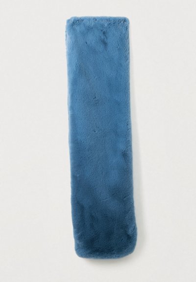 Plaid in pelliccia sintetica morbida per animali domestici di colore blu profondo, forma rettangolare allungata, texture liscia e aspetto uniforme senza motivi.