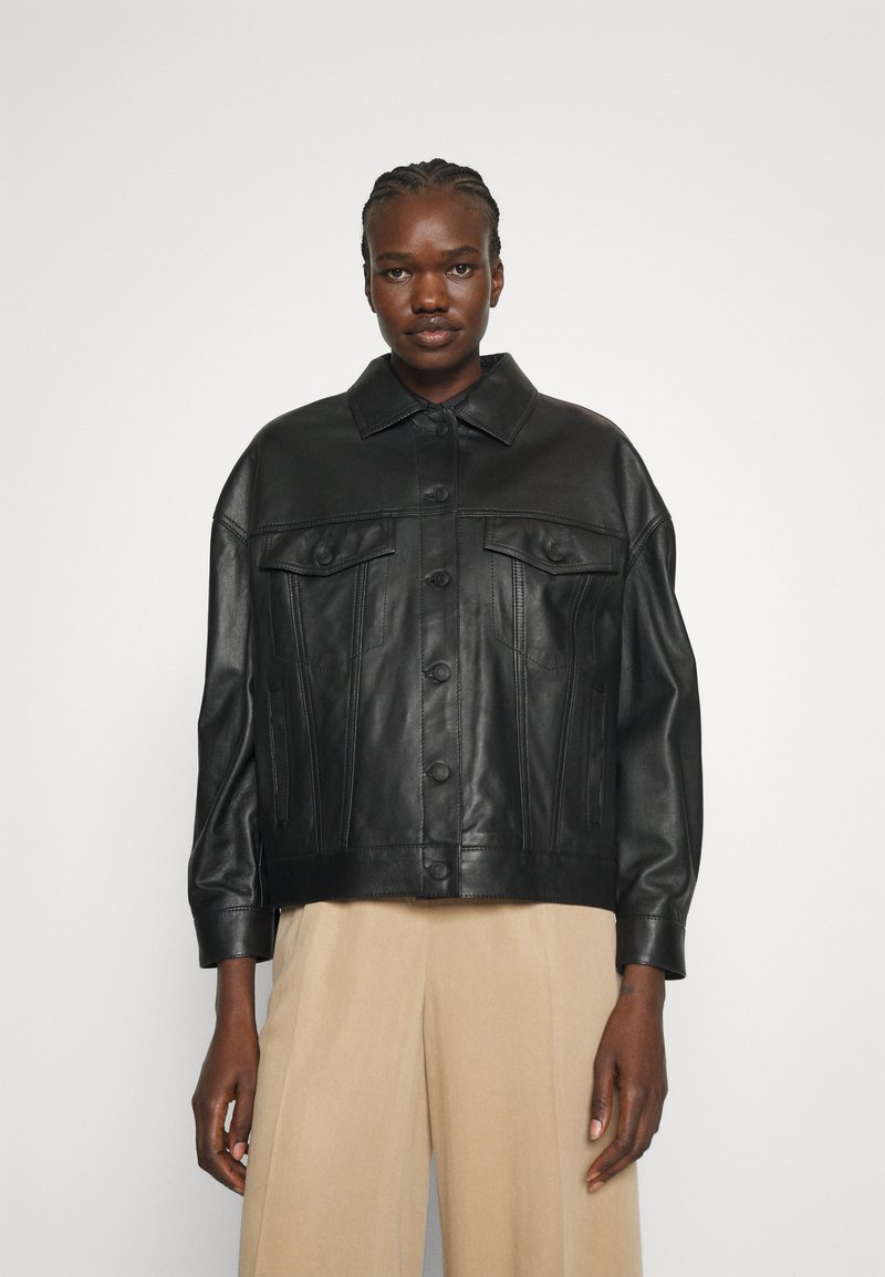 HUGO Lizzo Veste En Cuir, Noir 1, XL Homme