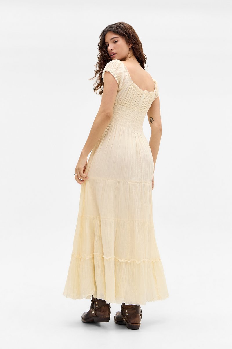chinese dress ladies Urban Outfitters UO Shirred-Stretch Sunflower Maxi Skirt – White Chocolate  Couture main image 1
