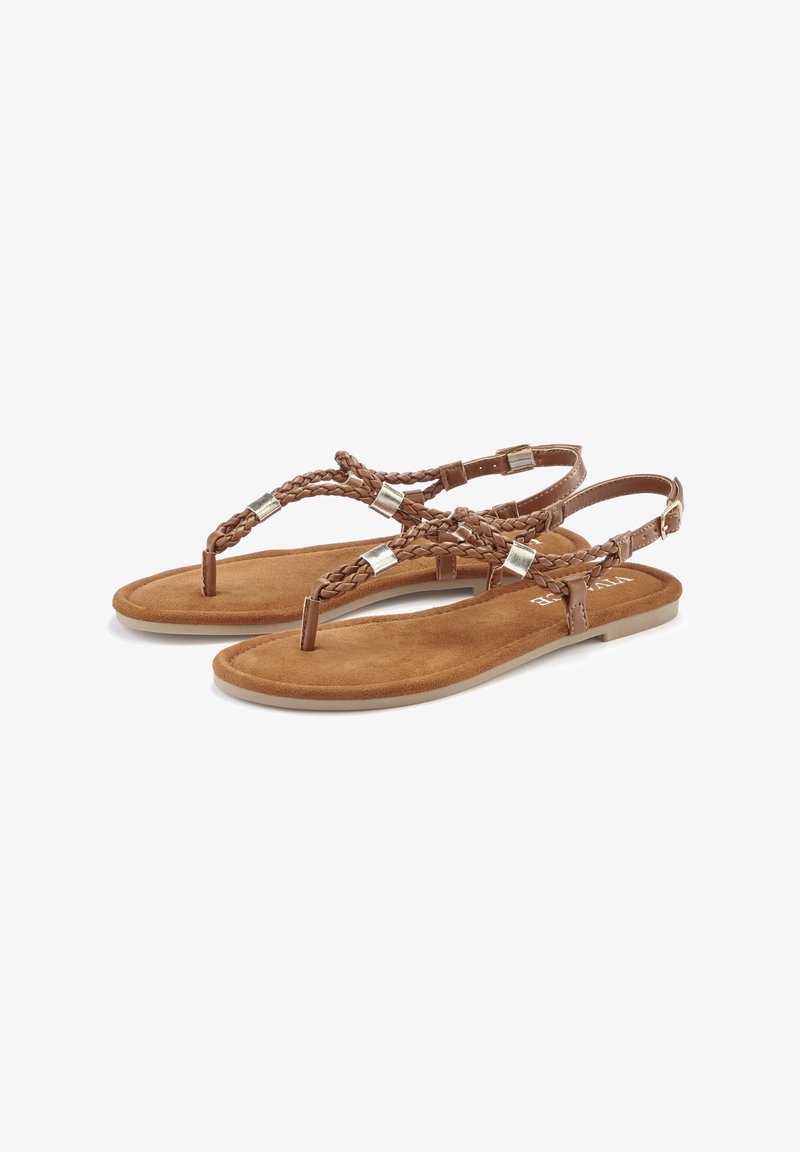Vivance T-bar sandals - camelfarben