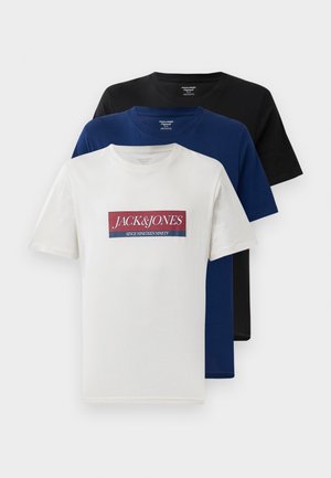 JORINWOOD BLOCK BRANDING TEE 3 PACK - T-shirt imprimé - ocean cavern/antique white/black