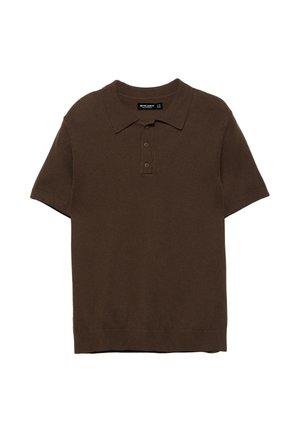 PULL&BEAR, SHORT SLEEVE - Polokošeľa - dark brown