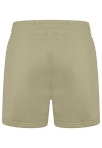 Light green shorts made of soft fabric, featuring a stretchable waist, simple design, and smooth texture with no visible patterns or accents.