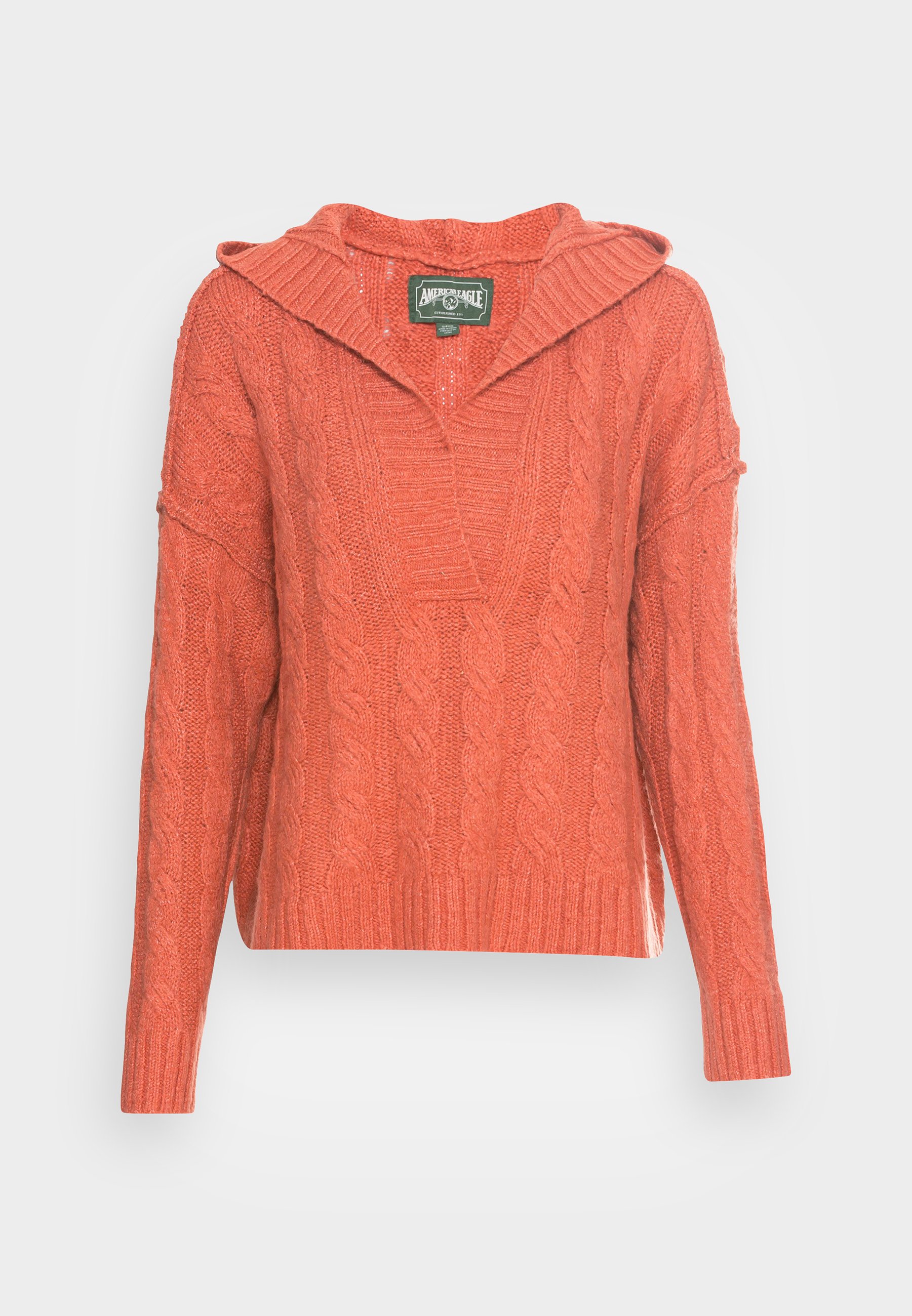 American Eagle Cozy Cable Hoodie Jumper Peach, Women's, Size: Large, Orange