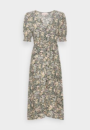 ONLY, ONLFREDERIKKE V NECK BELT DRESS - Blousejurk - cloud dancer/yellow mix