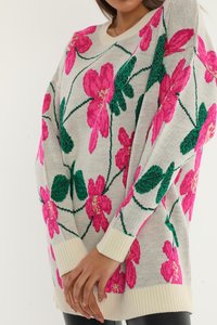 Cesare Gaspari Neule - off-white, pink, green