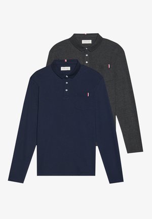 Pier One 2 PACK - Polo shirt - navy blazer/mottled dark grey