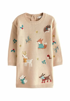 Stickad klänning - ecru marl