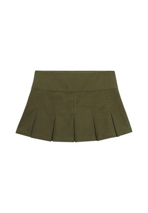 Bench, BENCH X SUPERDRY &AMP; CO BENCH LOGO PLEATED PEACHED MINI SKIRT - Gonna a pieghe - light olive moonbeam