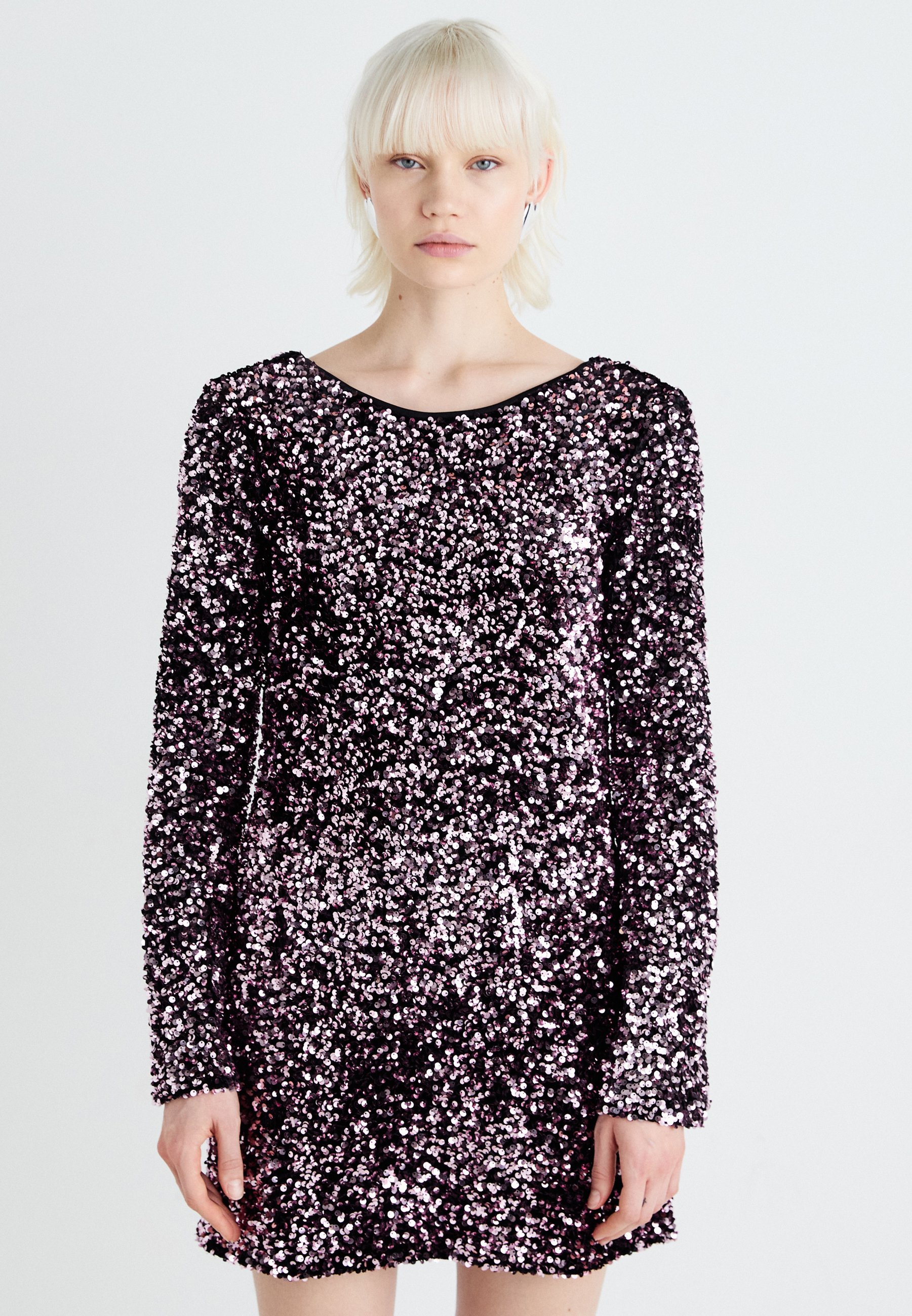 knee length dresses for ladies Irresistible Intentions Pink Sequin Mini Dress | Backless
