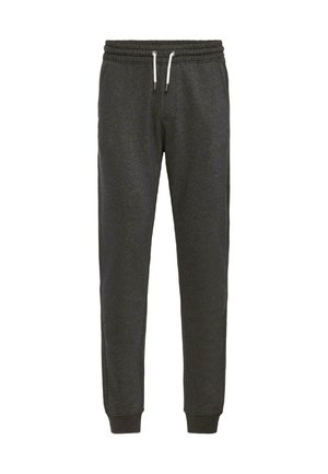 Pantaloni felpa grigi con vita elastica, cordino regolabile e caviglie con polsini. Realizzati in morbido tessuto con una leggera trama.