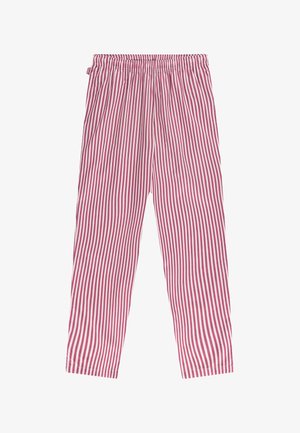 Katoenen loungebroeken met een elastische tailleband, voorzien van verticale strepen in roze en wit. Lichtgewicht stof met een zachte textuur.