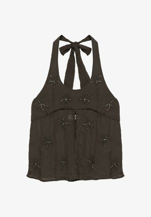 PULL&BEAR, BEADED HALTER - TOP - Blouse - brown