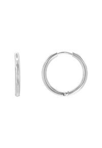 Orecchini a cerchio in argento caratterizzati da un design elegante e arrotondato, una finitura lucida e un dettaglio di chiusura sicuro per un utilizzo facile.