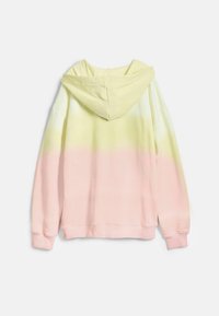 Felpa con cappuccio dal design gradient, con giallo nella parte superiore che sfuma in rosa chiaro nella parte inferiore. Tessuto morbido e vestibilità casual.