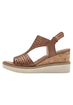 Sandalen met plateauzool - cognac