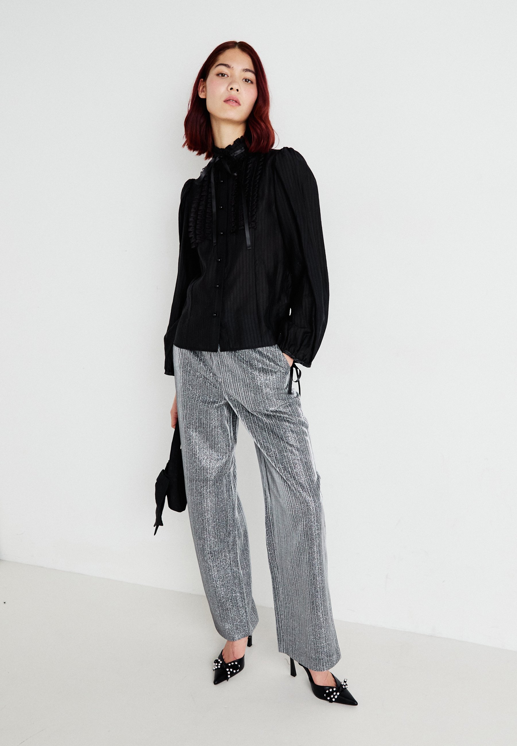 売れ筋商品|||シスタージュン シャツ レディース トップス BIRCH RUFFLE BLOUSE - Button-down blouse - black Sister Jane BIRCH RUFFLE BLOUSE - Button-down blouse - black