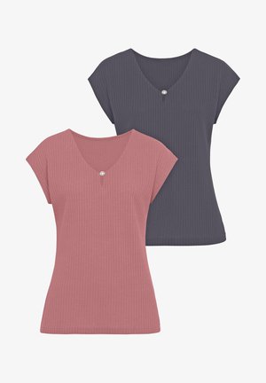 LASCANA, 2 PACK - T-Shirt basic - beere navy