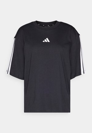 Crna majica s kratkim rukavima od pamuka. Ima bijeli logo na prsima i bijele pruge duž ramena. Standardni okrugli izrez.