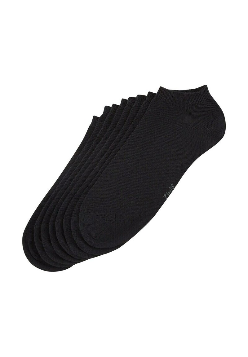Schwarze Knöchelsocken im Sechserpack, aus weichem Stoff mit glatter Textur, ausgestattet mit einem gerippten Bündchen für Komfort und einer passgenauen Form.